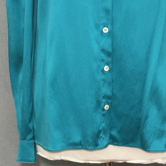 Dolce & Gabbana Women Top 46 IT 10 US Blue Silk Satin Secretary Self Tie Classic - Picture 5 of 16